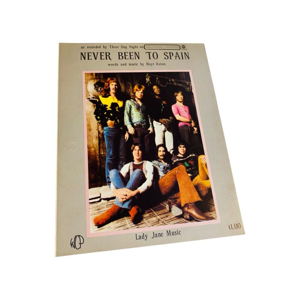 1970 Never Been to Spain Three Dog Night Sheet Music Hoyt Axton Lady Jane Music
